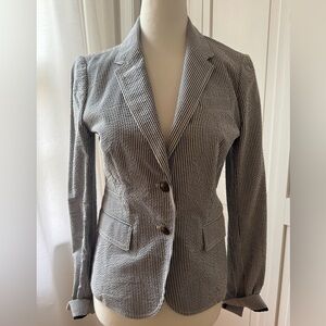 J.CREW Women’s Seersucker Blazer, Blue & White Stripes, Lightweight, Size 2